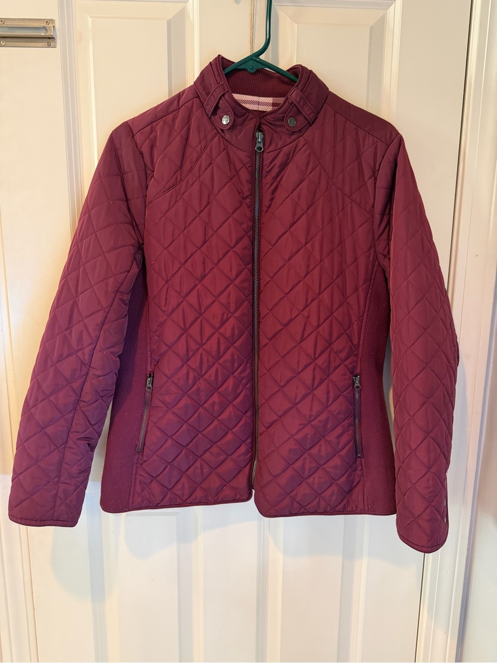 Market & Spruce Quilted Puffer Jacket in Burgundy